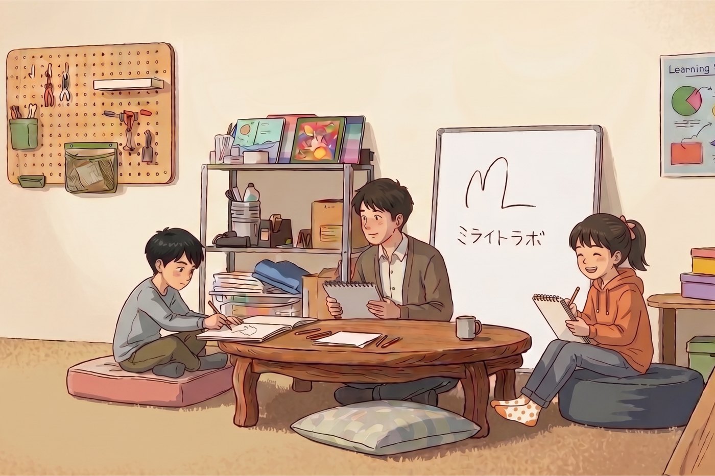 授業中の様子（先生と一緒に算数に取り組む子どもたち）